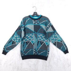 Vintage McGregor Sweater Men Large Geometric Knit Pullover Acrylic Funky 90s